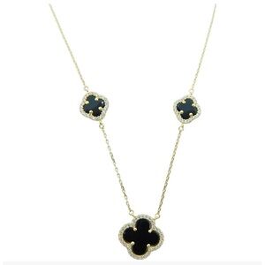 Clover Station Necklace Sterling Silver Gold Vermeil